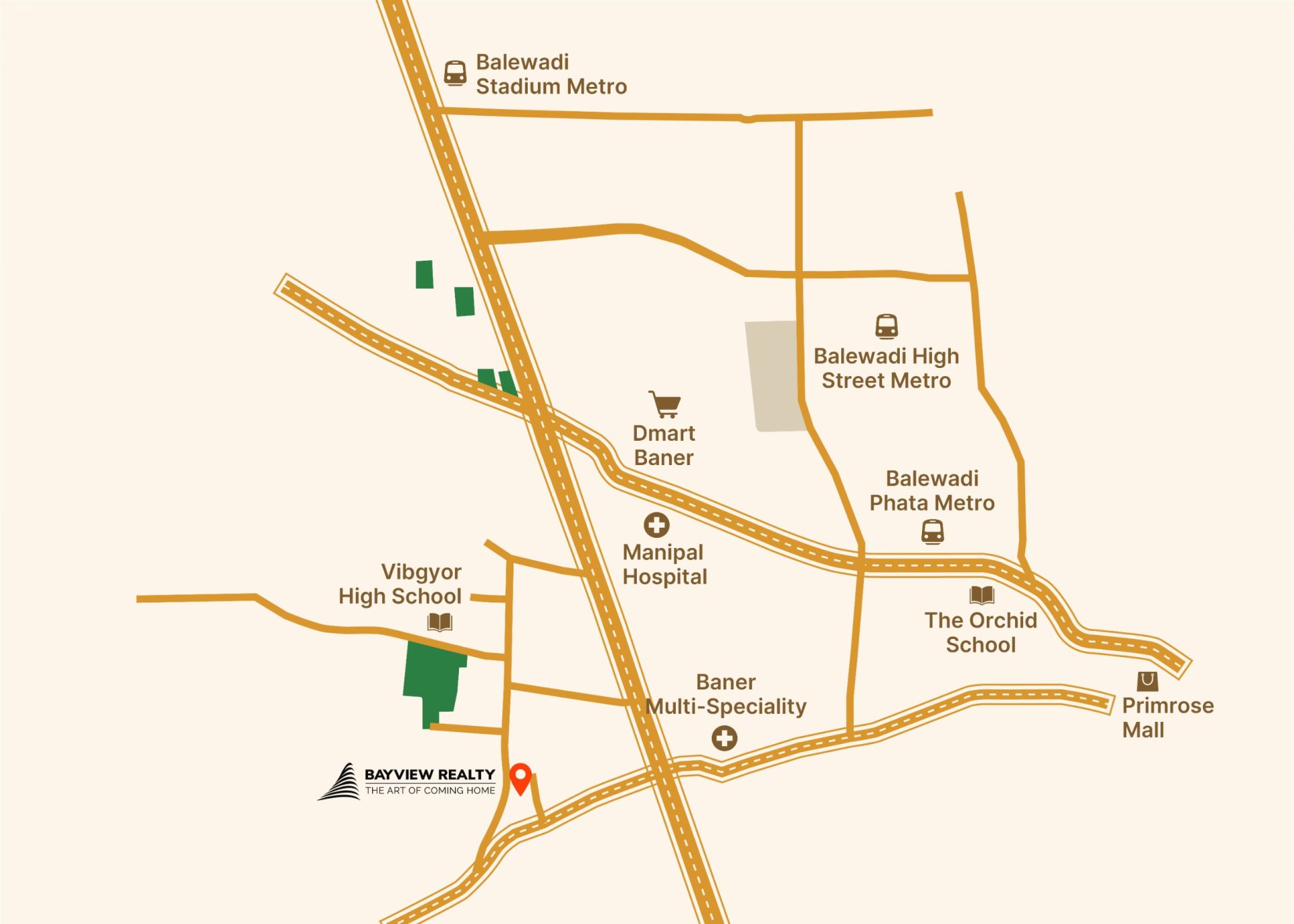 Bayview Avenue location map — Mohan Nagar, Baner, Pune